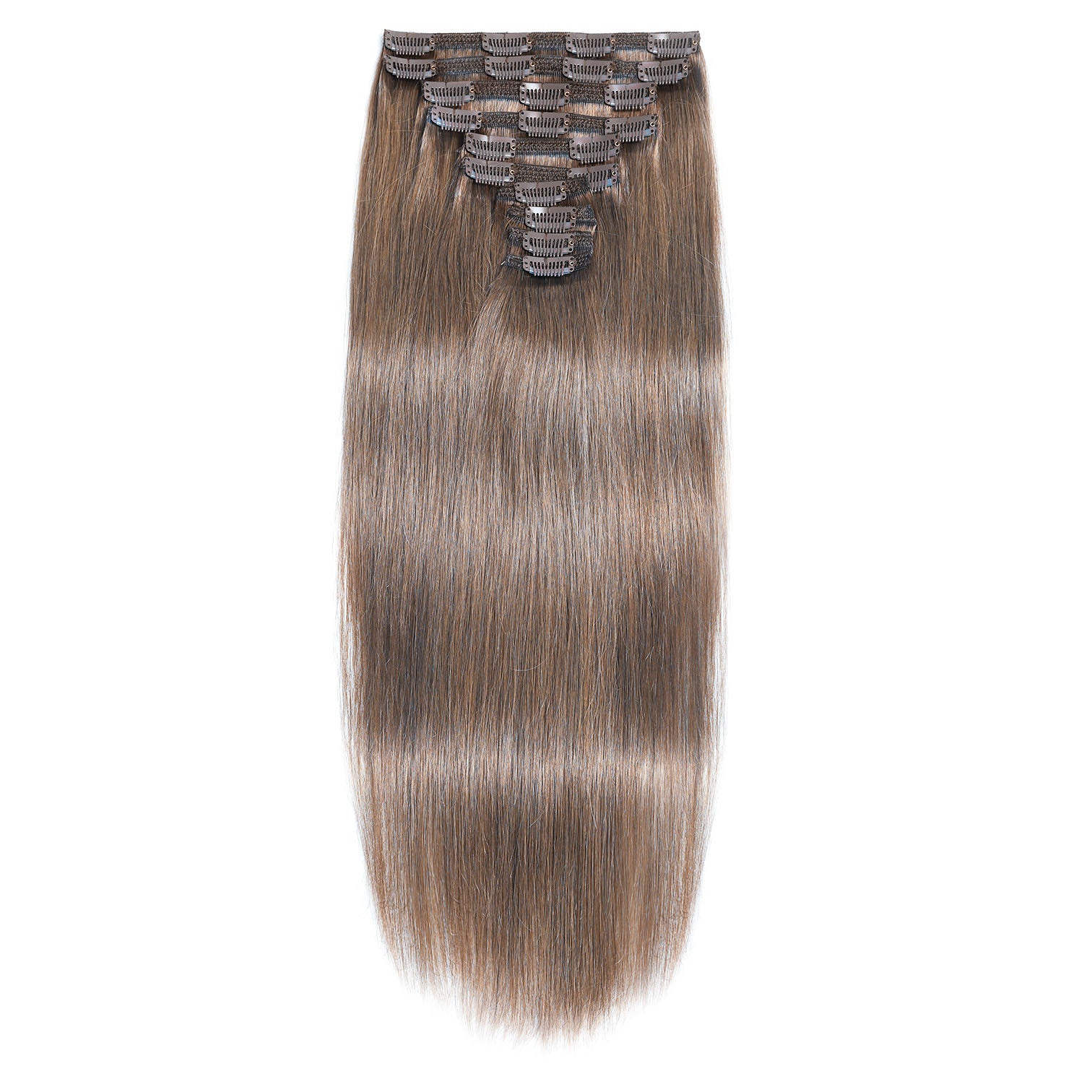 Clip In Hair Extensions #8a Ash Brown 17"
