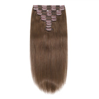 Clip In Hair Extensions #4 Chestnut Brown 17"
