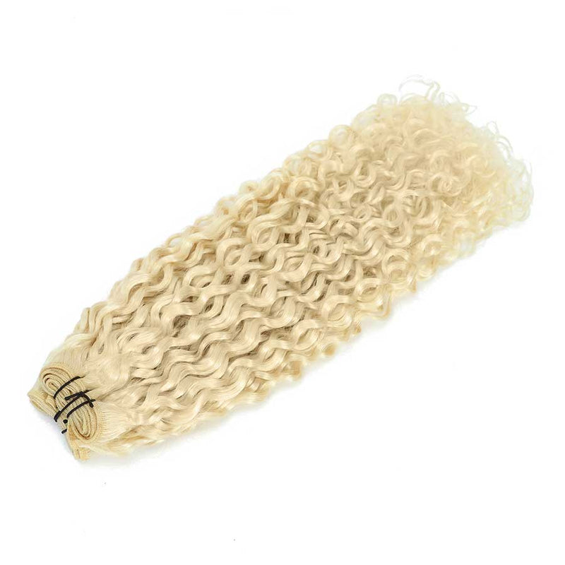 Weft Curly Hair Extensions 21" - #60 Platinum Blonde