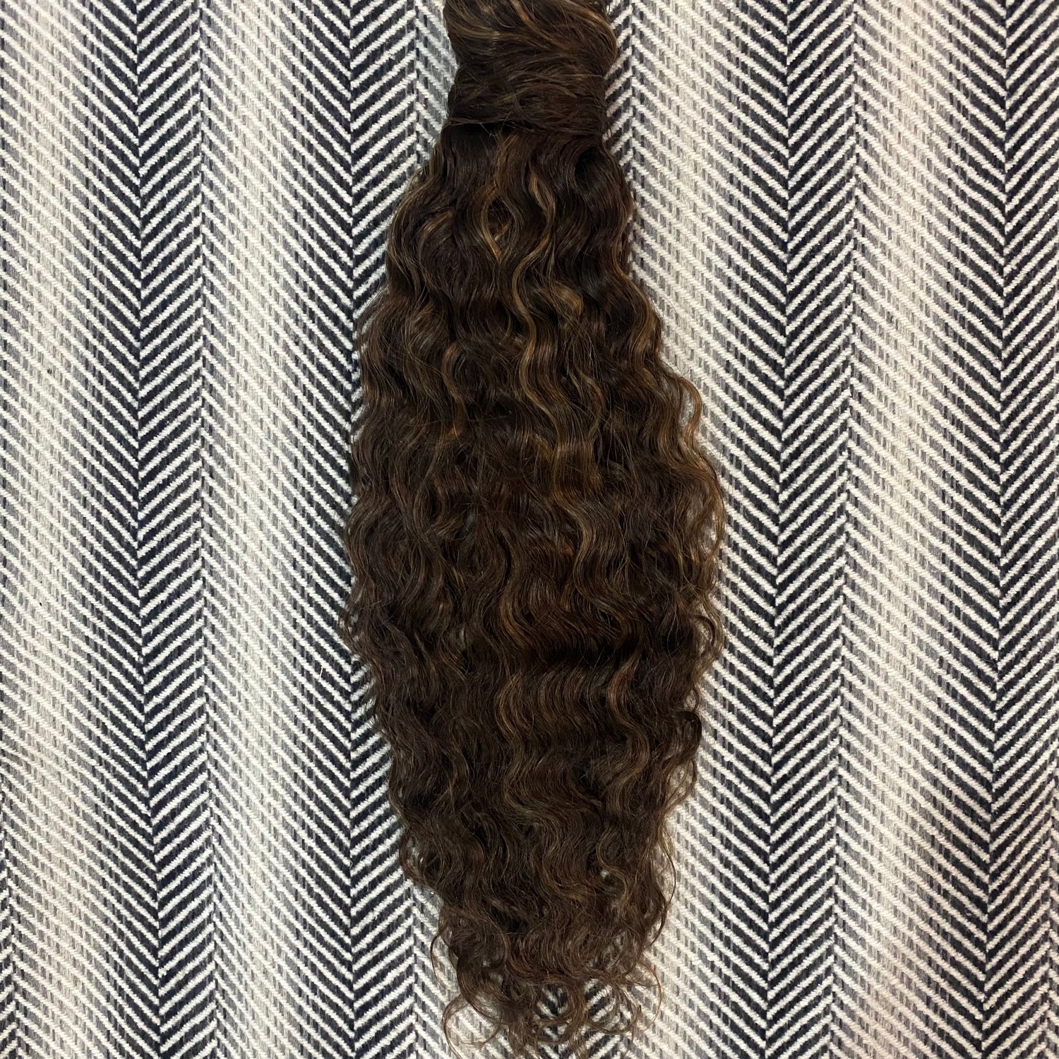 Curly Ponytail Human Hair Extensions #2/10 Dark Brown and Caramel Mix