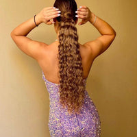 Curly Ponytail Human Hair Extensions #4 Chestnut Brown