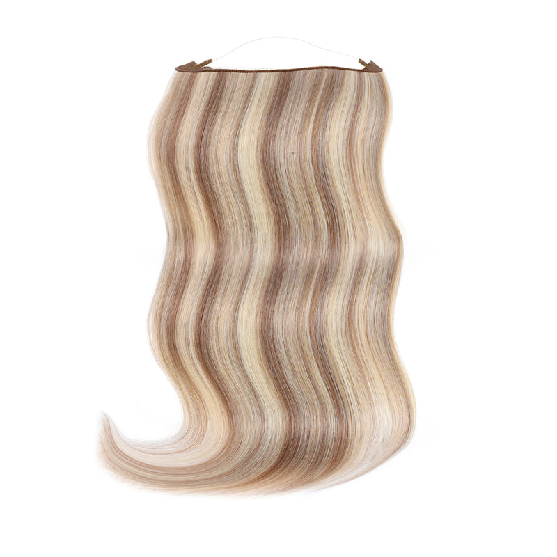 Halo Hair Extensions #6/60  Medium Brown Platinum Blonde Mix