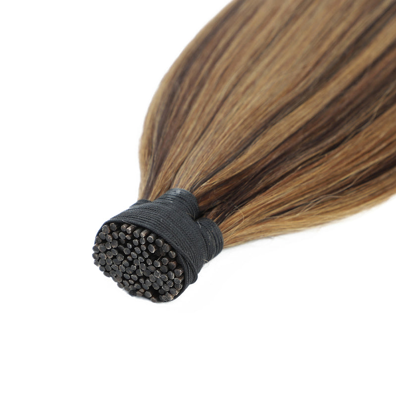 Micro Bead Hair Extensions I Tip #2/12 Dark Brown Dirty Blonde Mix