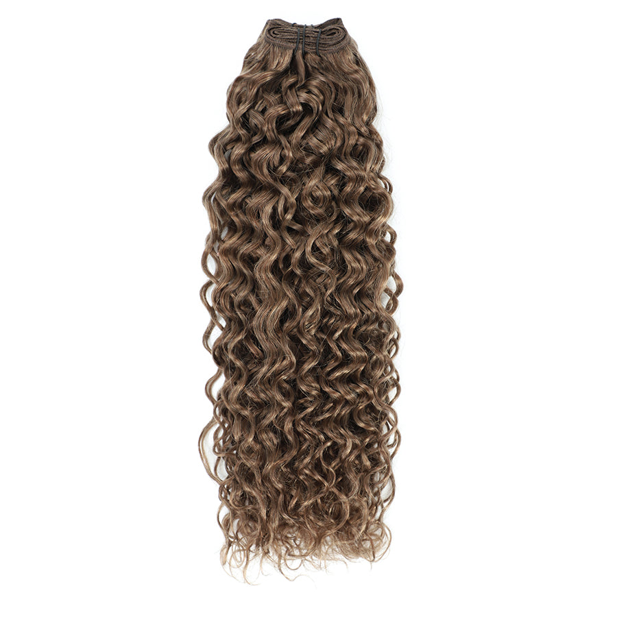 Weft Curly Hair Extensions 21 8a Ash Brown