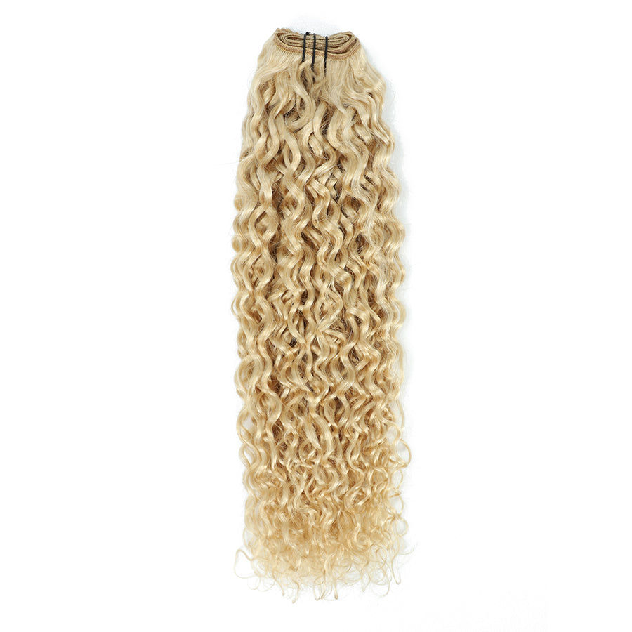 Weft Curly Hair Extensions 21" - #60b Light Vanilla Blonde