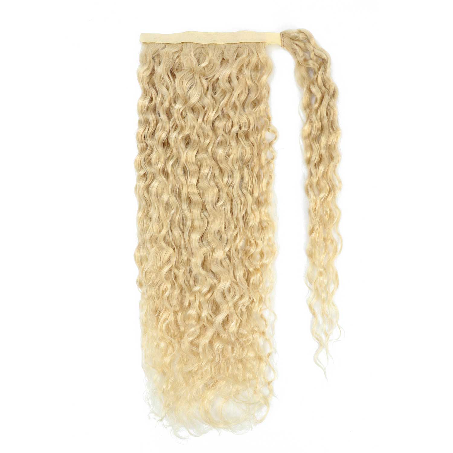 Curly Ponytail Human Hair Extensions #1001 Pearl Blonde