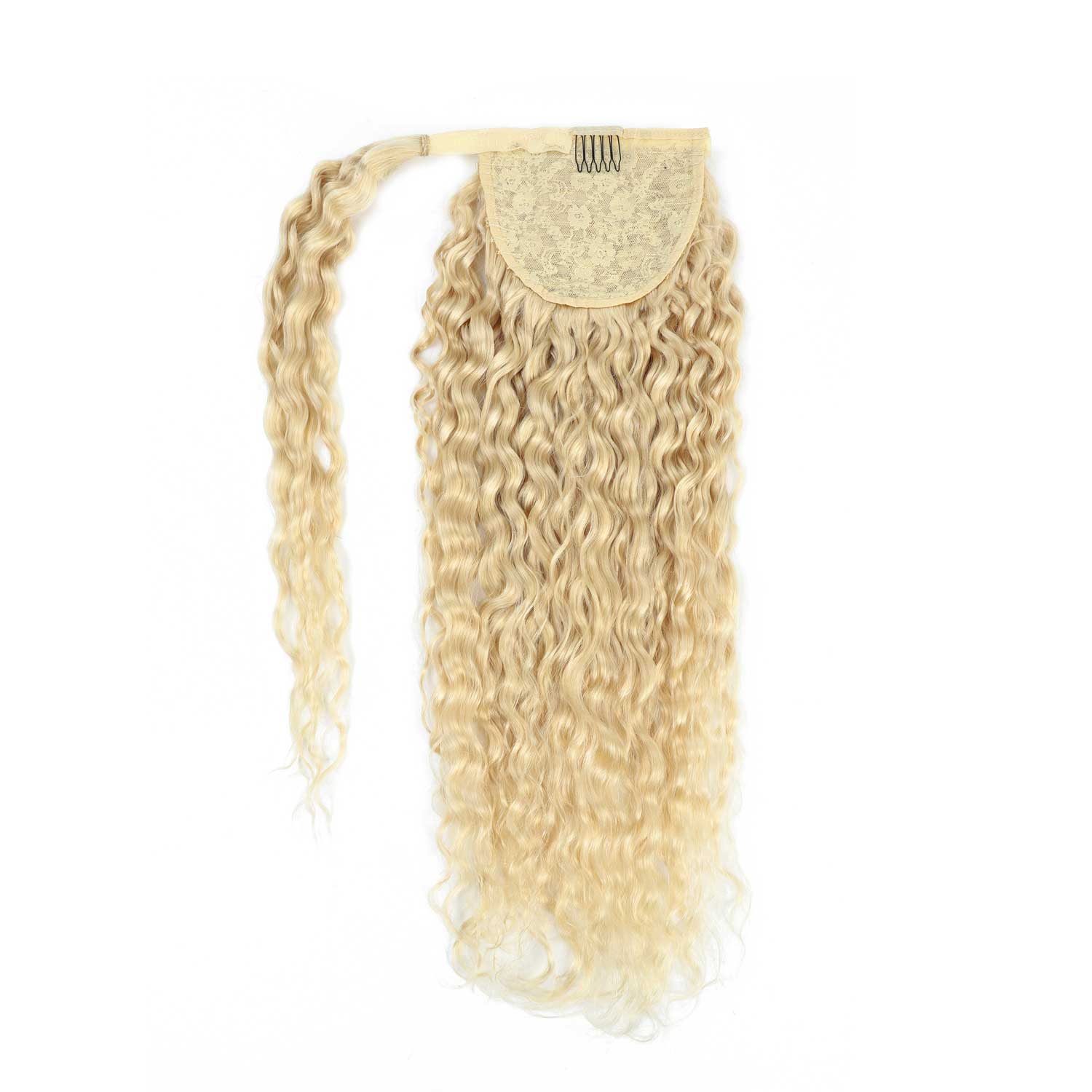 Curly Ponytail Human Hair Extensions #1001 Pearl Blonde
