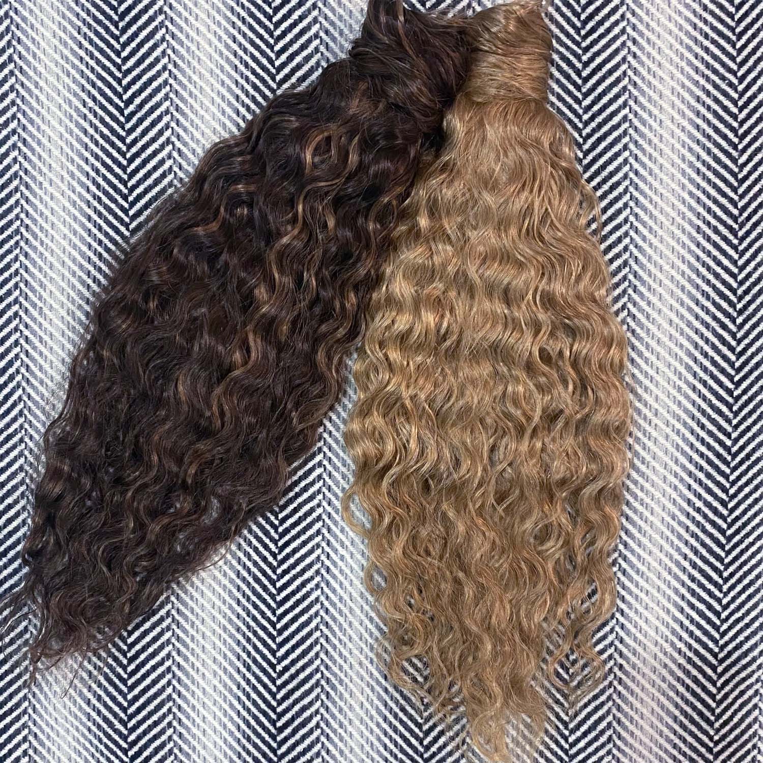 Curly Ponytail Human Hair Extensions #16 Natural Blonde