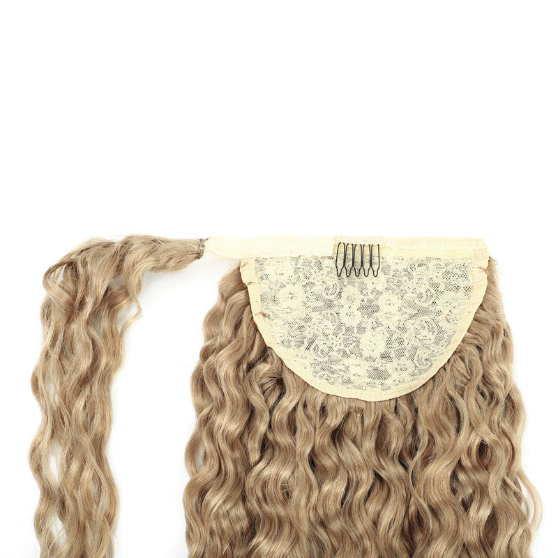 Curly Ponytail Human Hair Extensions #16 Natural Blonde