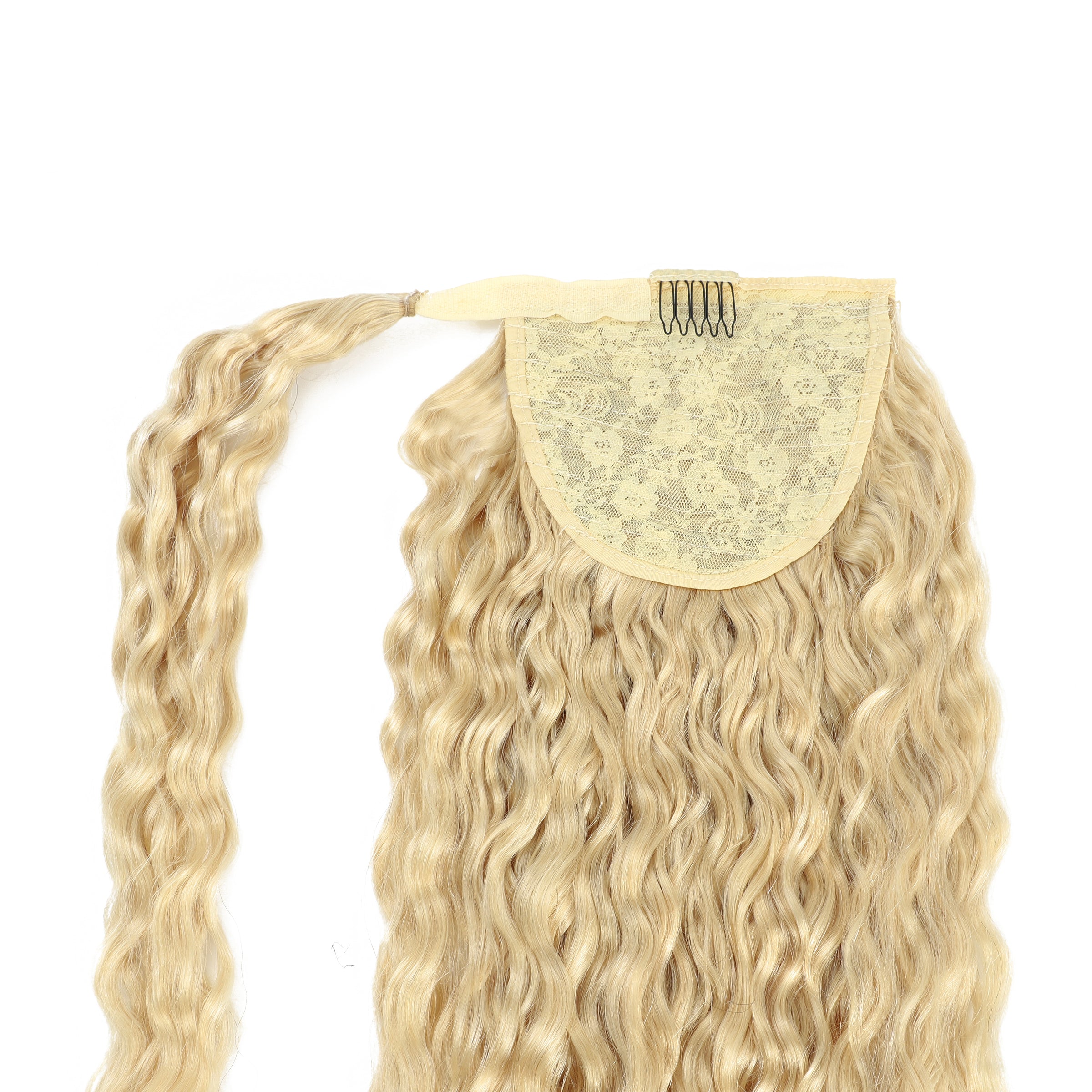 Curly Ponytail Human Hair Extensions #60 Platinum Blonde
