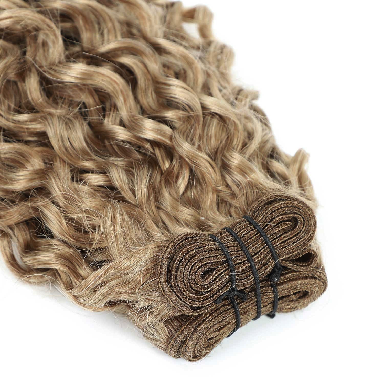 Weft Curly Hair Extensions 21" #16 Natural Blonde