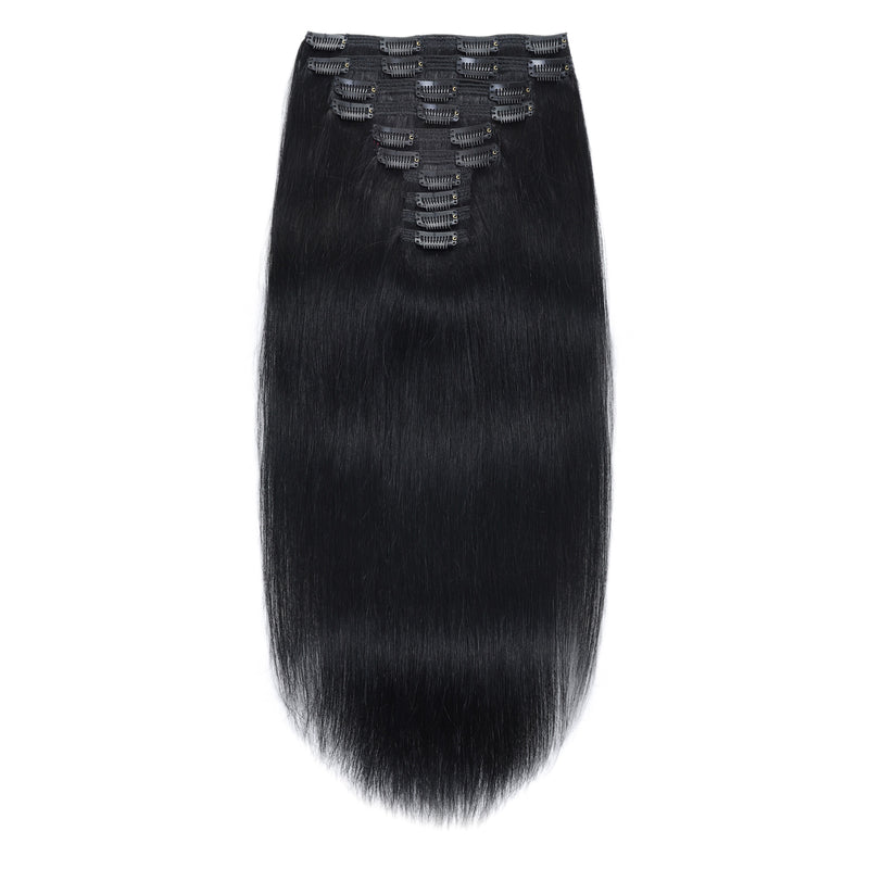 Clip In Hair Extensions #1 Jet Black 17"