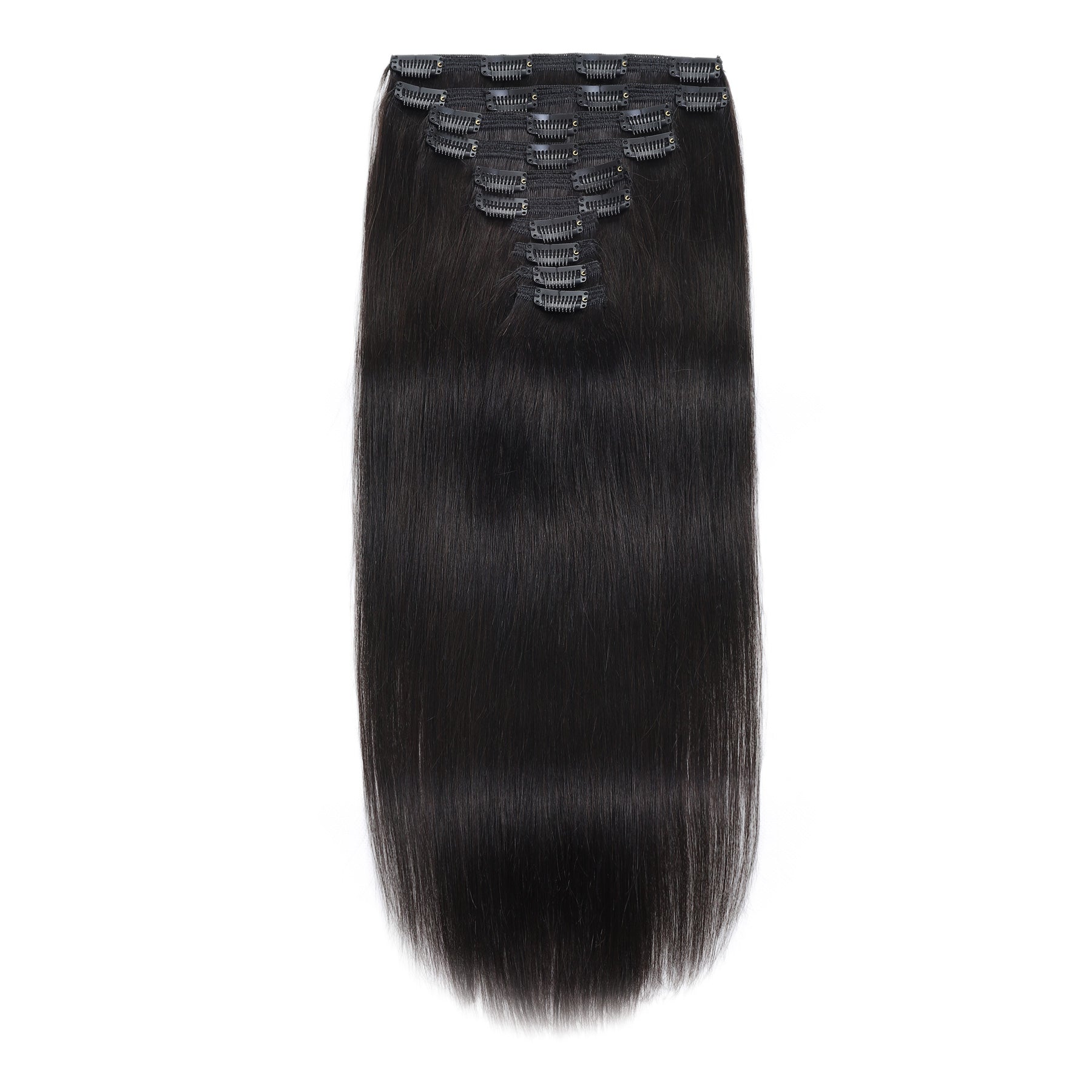 Achieve a full head of luscious hair with human hair extensions, providing extra thickness and volume. Ideal for creating a dramatic transformation with 26 inch extensions that look and feel natural.