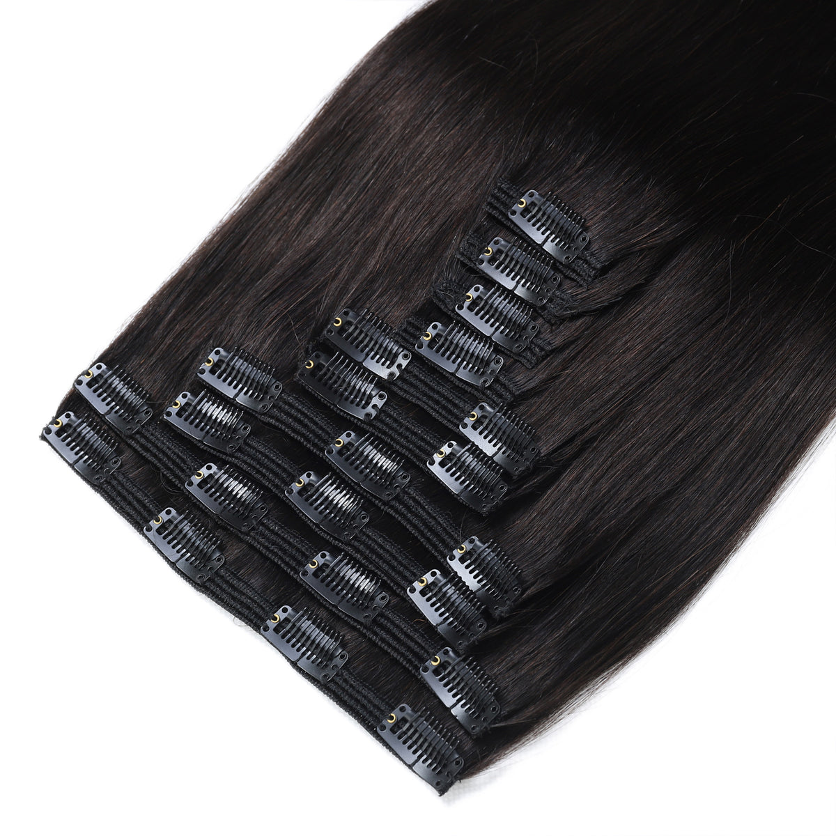 Clip In Hair Extensions #1b Natural Black 17"