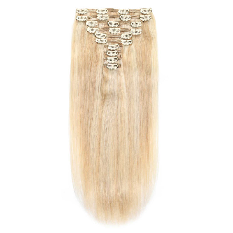Clip In Hair Extensions 21"  #18/ 60 Honey Blonde and Platinum Blonde
