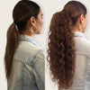 Curly Ponytail Human Hair Extensions #4/27 Chestnut Sandy Blonde Mix
