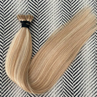 Keratin Bond Hair Extensions Mini Flat Tip #27/60 Bronzed and Platinum Blonde Highlights
