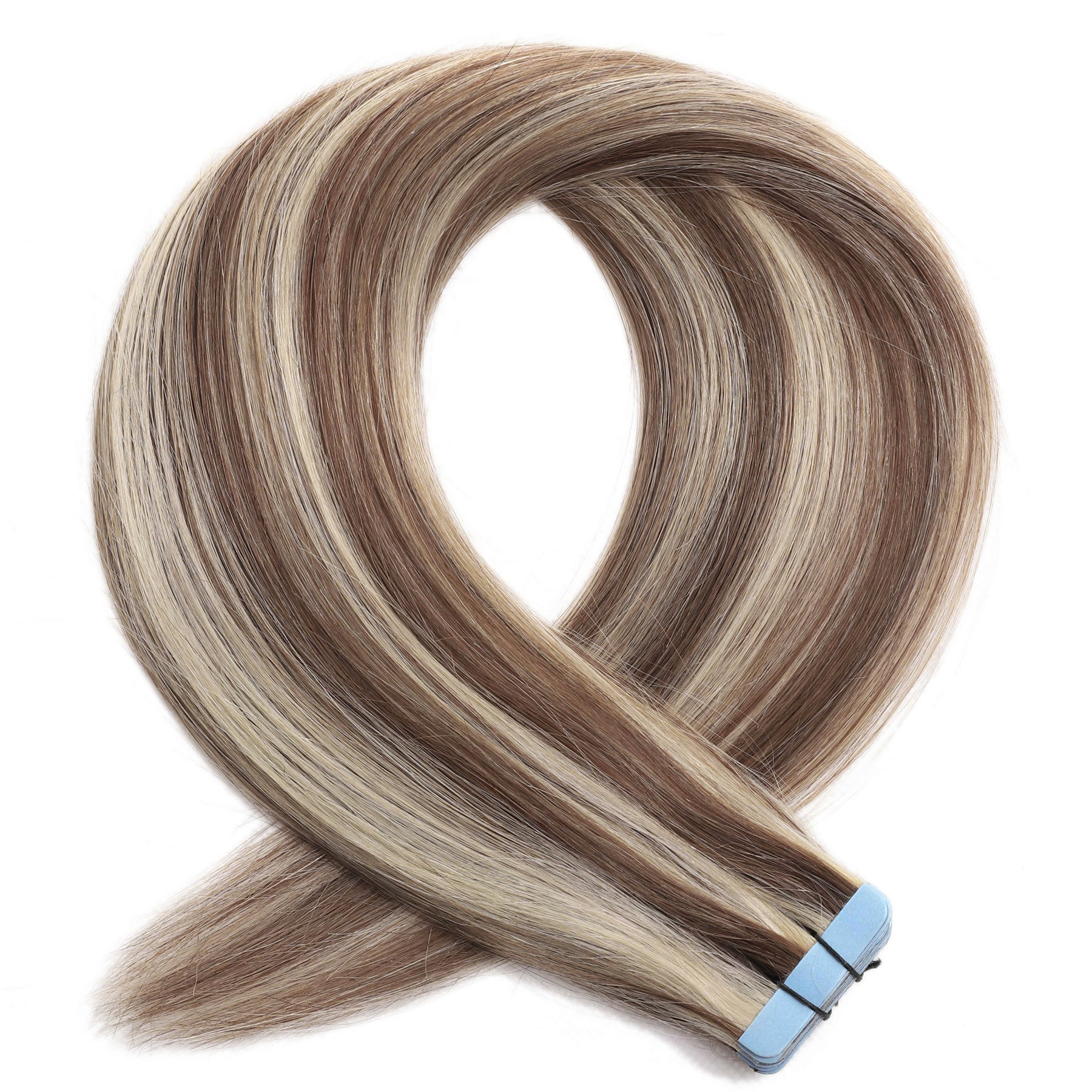 Tape Hair Extensions 23" #6/60 Medium Brown Platinum Blonde Mix