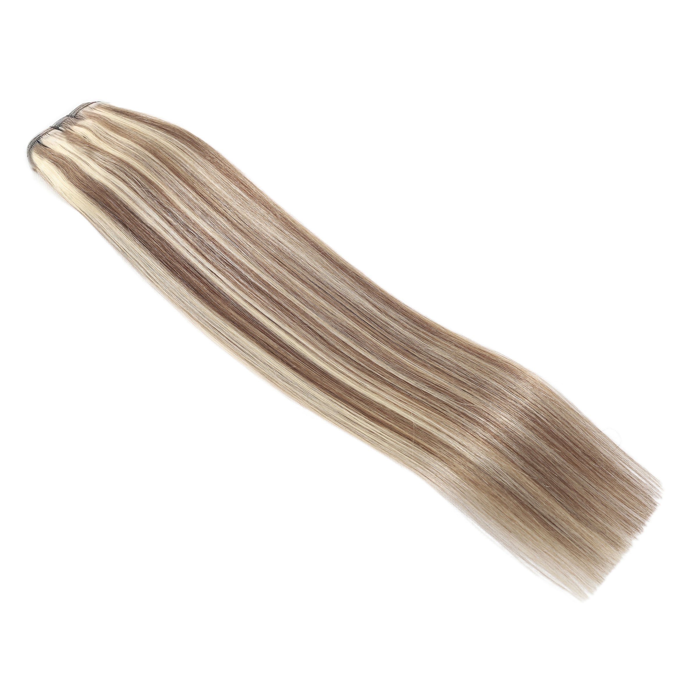Weft Hair Extensions #8/60 Ash Brown & Platinum Blonde Mix 17” 60 Grams